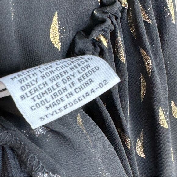 Collective Concepts Maternity Midi Dress Metallic Gold & Black Sheer A-Line M-L - Picture 10 of 13